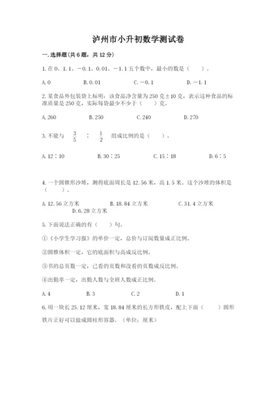 泸州市小升初数学测试卷审定版.docx