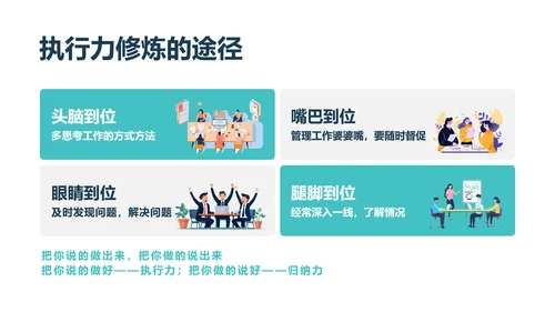 蓝色简约商务插画中层干部执行力的修炼中层执行力培训PPT模板