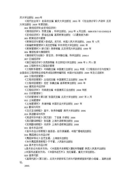 考试科目及参考书目 111 单独考试思想政治理论 《政治经济