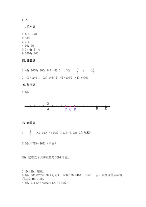 小学数学六年级下册期末测试卷精品名校卷