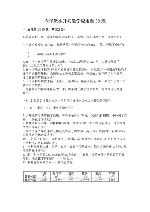 六年级小升初数学应用题50道及精品答案.docx