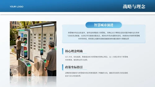 蓝色商务风智慧城市发展PPT模板