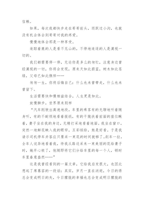 快与慢为主题的议论文范文.docx