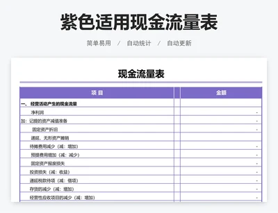 紫色适用现金流量表