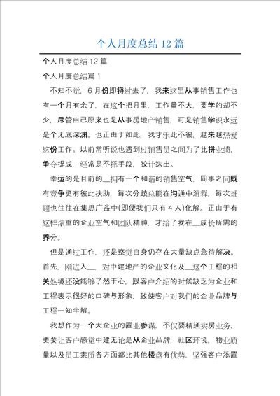 个人月度总结12篇