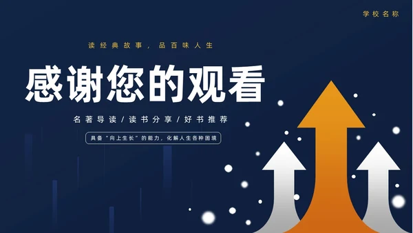 墨蓝简约商务风向上而生读书分享会PPT模板