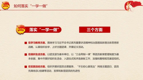 中国共青团一学一做学习解读ppt模板