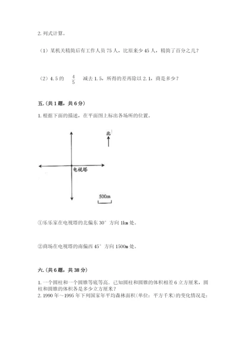 河南省平顶山市六年级下册数学期末测试卷含答案.docx