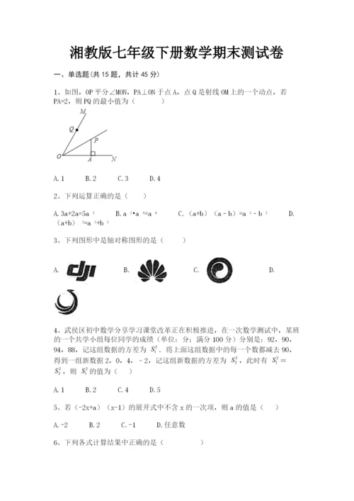 湘教版七年级下册数学期末测试卷.docx