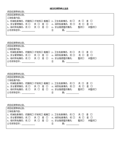 项目经理带班记录表