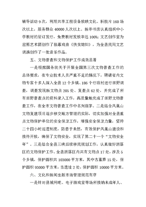 县文化局在全市文化工作会议上的经验交流发言材料