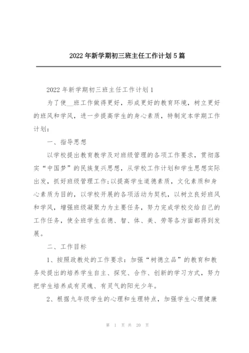 2022年新学期初三班主任工作计划5篇.docx