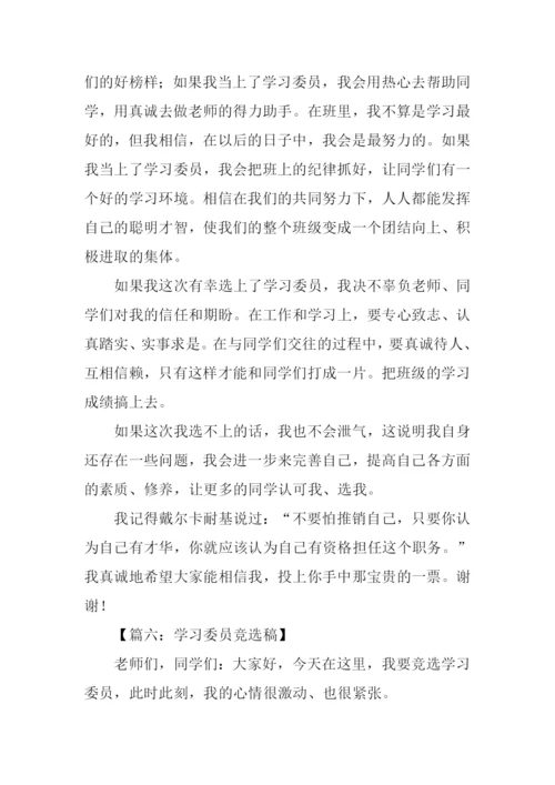 高中学习委员竞选稿.docx