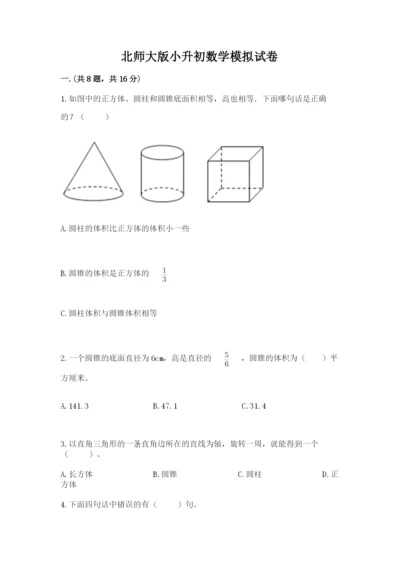 北师大版小升初数学模拟试卷精品（模拟题）.docx