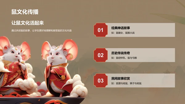 金色生肖鼠中国风教育新篇PPT模板