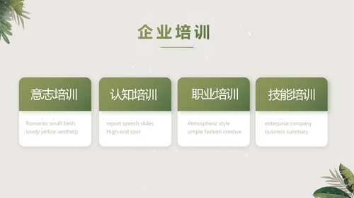 绿色清新草本美容护肤工作总结PPT