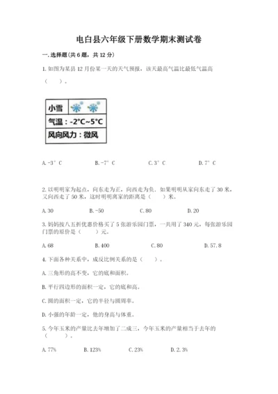电白县六年级下册数学期末测试卷推荐.docx
