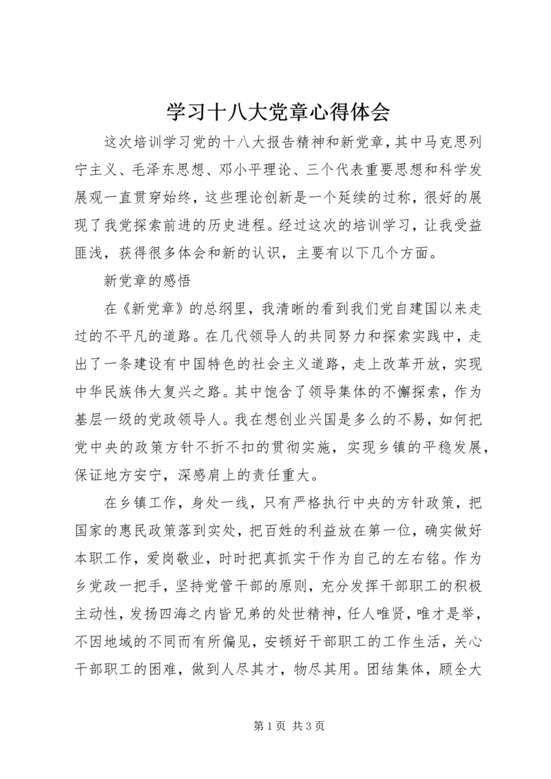 学习十八大党章心得体会.docx