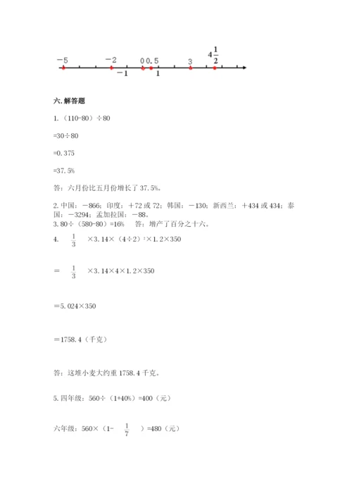 北师大版小学六年级下册数学期末综合素养测试卷及完整答案.docx