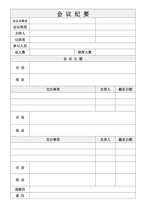 会议纪要简约模板