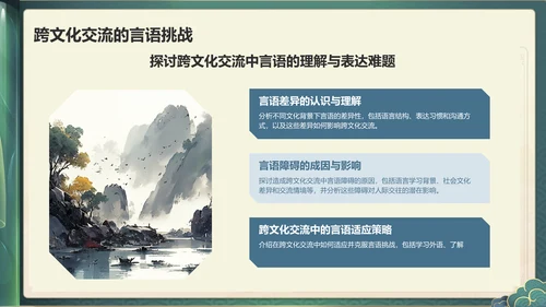 蓝色水墨风文化礼仪PPT模板
