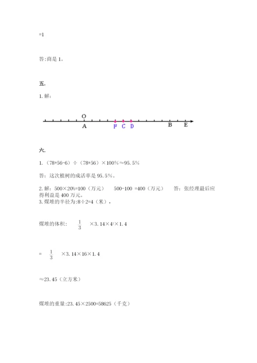 小学六年级数学毕业试题及参考答案【预热题】.docx