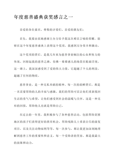 出席年度慈善盛典获奖感言