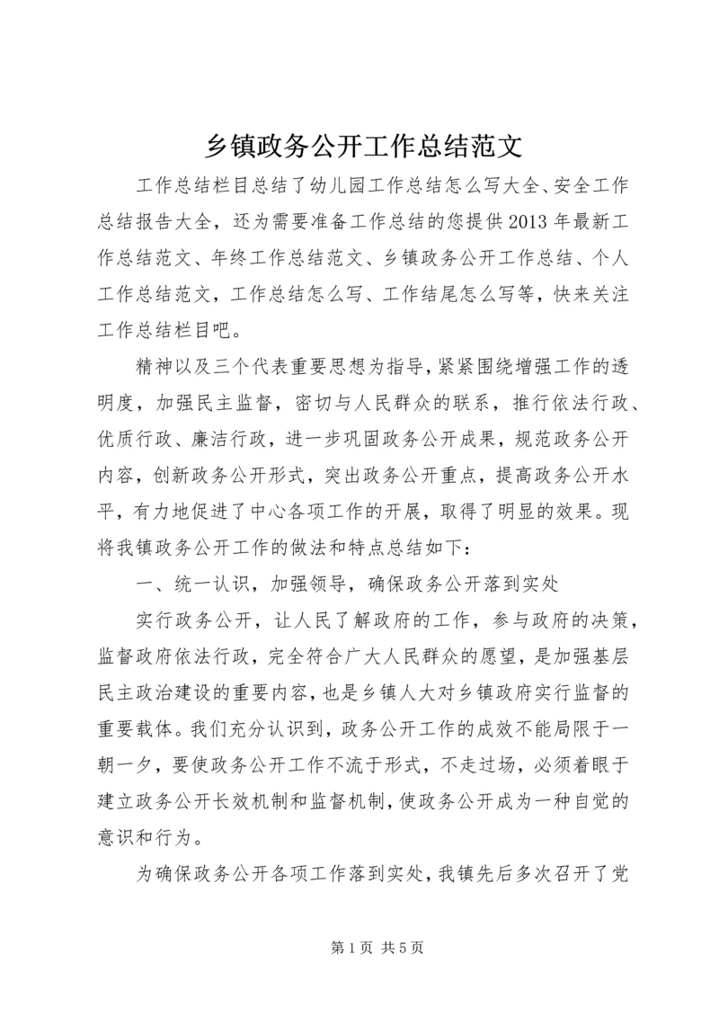 乡镇政务公开工作总结范文.docx