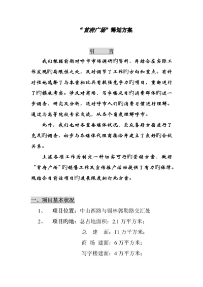 “首府广场”专题策划专题方案概述.docx