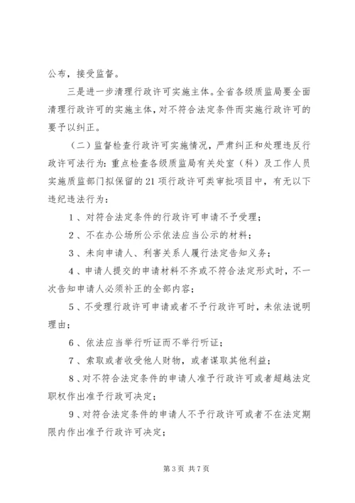 质监系统对行政许可法贯彻情况监督检查工作方案.docx