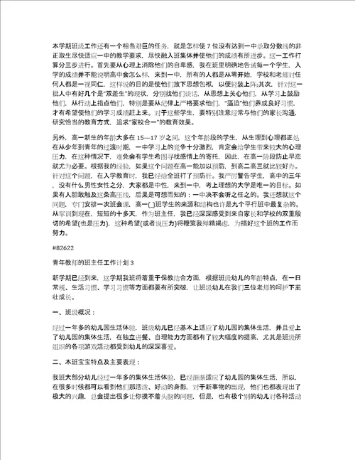 青年教师的班主任工作计划6篇