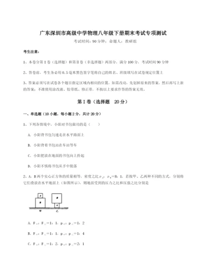 强化训练广东深圳市高级中学物理八年级下册期末考试专项测试练习题（解析版）.docx