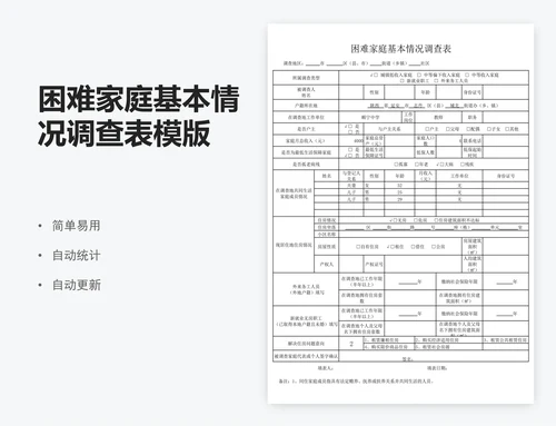 困难家庭基本情况调查表模版