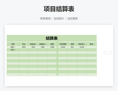 项目结算表