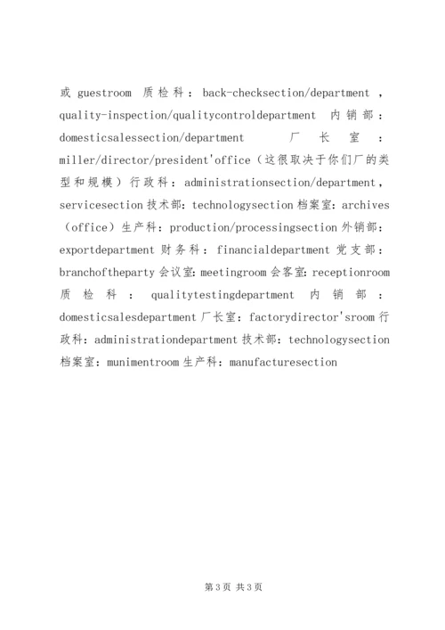 公司部门英文名.docx