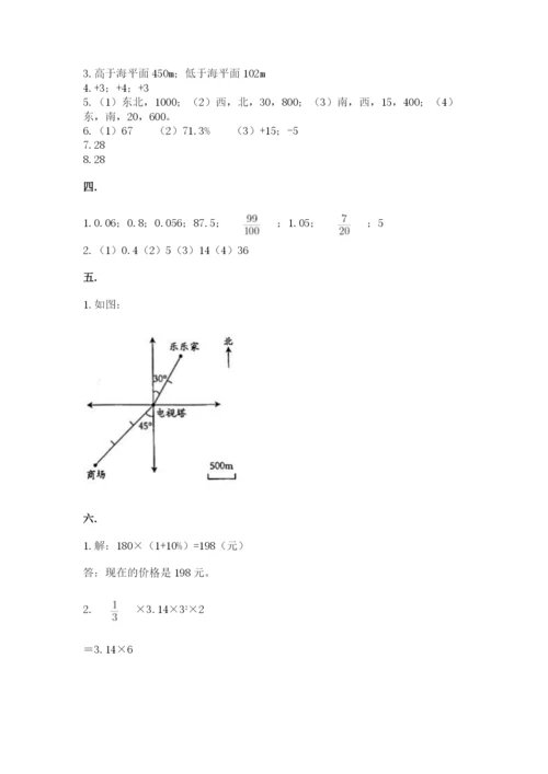 小学六年级下册数学摸底考试题带答案（最新）.docx