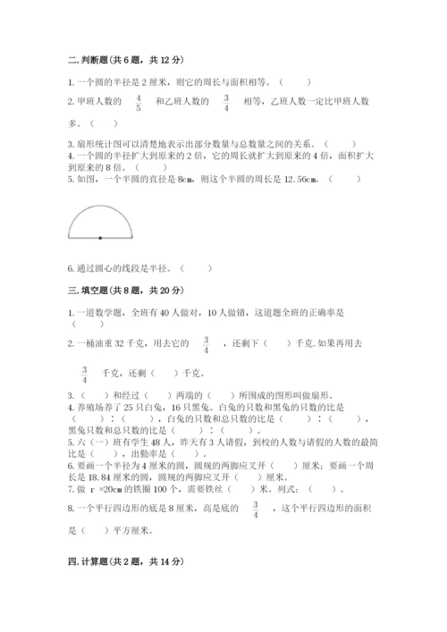 人教版小学六年级上册数学期末测试卷加答案下载.docx