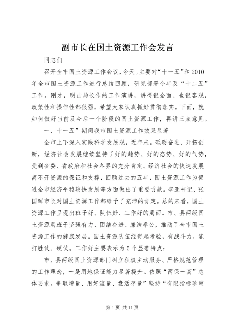 副市长在国土资源工作会发言.docx