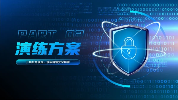 蓝色科技渐变网络安全应急预案开展应急演练网络安全PPT模板
