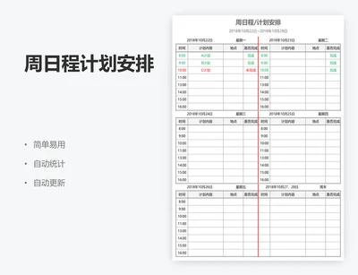 周日程计划安排