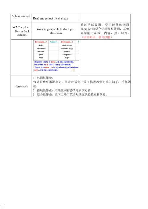 Unit 1 There are thirty students in my class.教学设计
