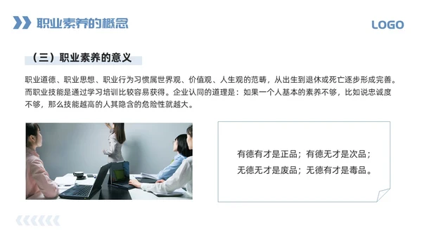 蓝色简约职业道德与职业素养PPT模板宣传PPT动态PPT