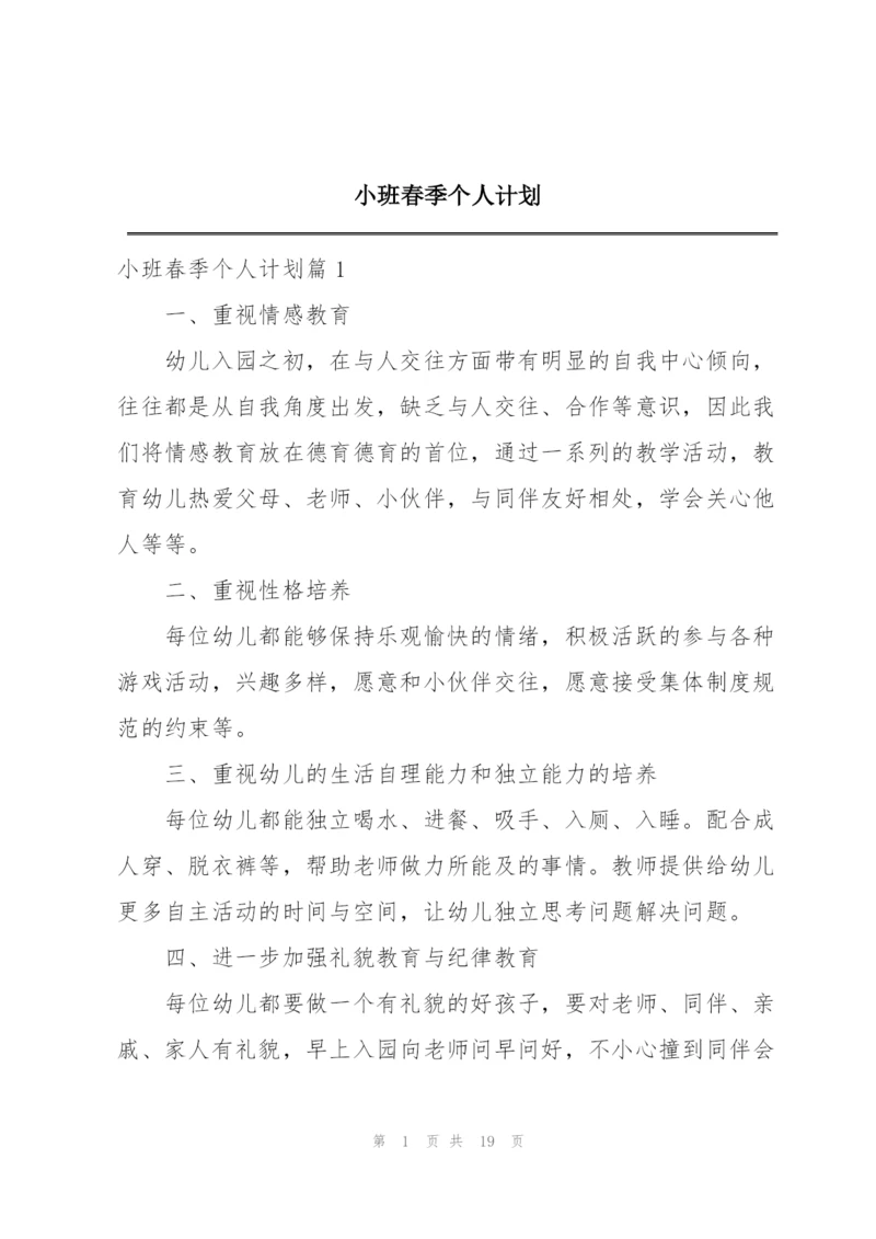 小班春季个人计划.docx