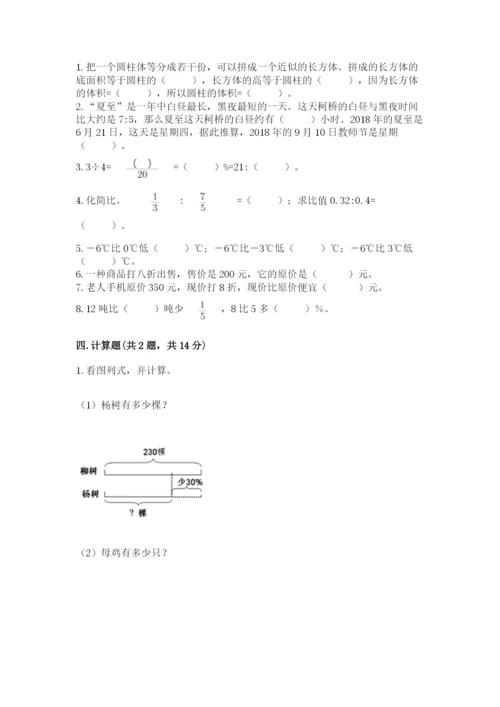 都兰县六年级下册数学期末测试卷审定版.docx