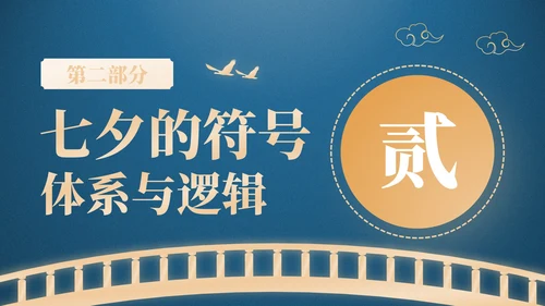 蓝橙色中国风星河为证鹊桥千年：七夕文化知识讲座PPT模板