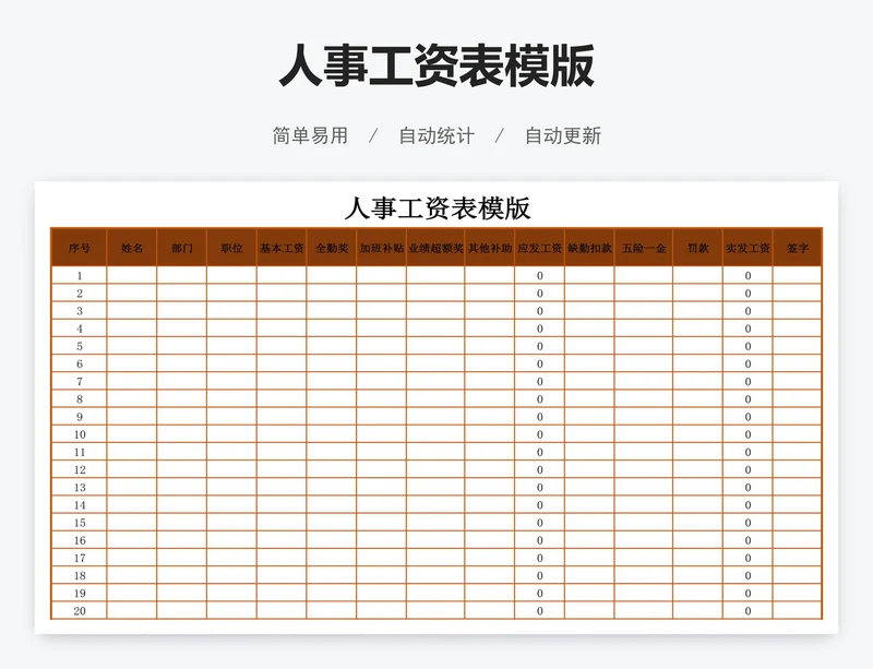 人事工资表模版