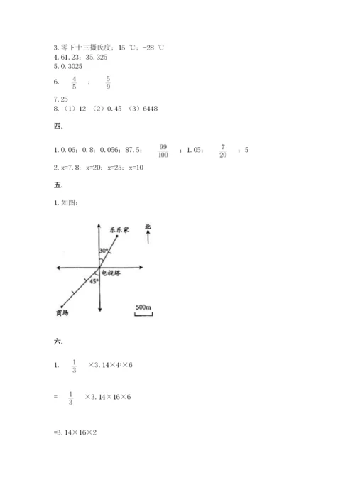 小学六年级数学摸底考试题附完整答案（考点梳理）.docx