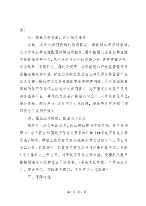 关于公共资源配置领域政府信息公开的实施意见.docx