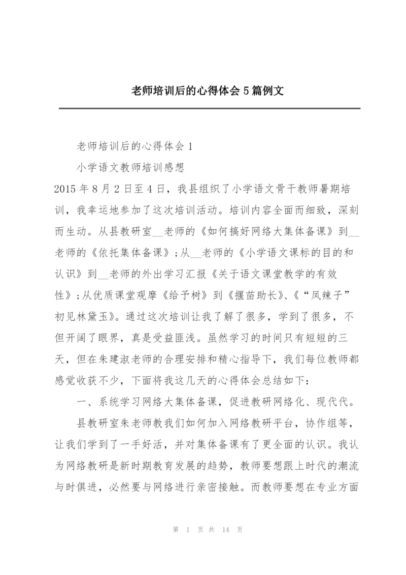老师培训后的心得体会5篇例文.docx