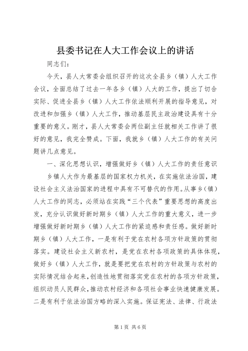 县委书记在人大工作会议上的讲话.docx